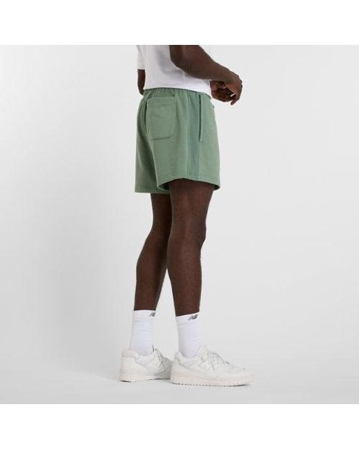 New Balance Green Athletics French Terry Short 5" for men