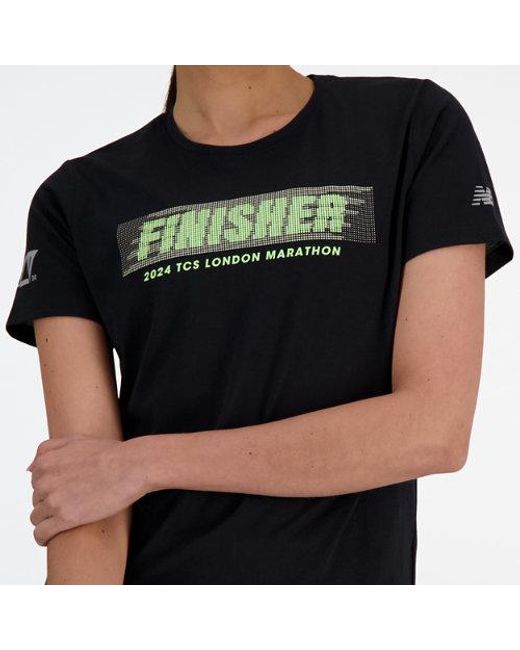 New Balance London Edition Finisher T-shirt In Black Poly Knit