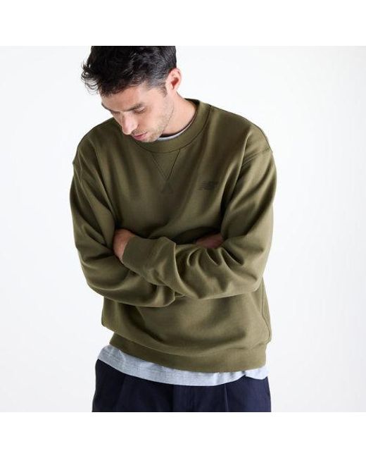 New Balance Green Numeric French Terry Crew for men