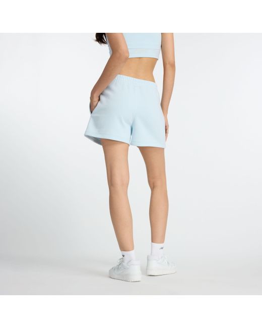 Linear heritage french terry short in blu di New Balance in Blue