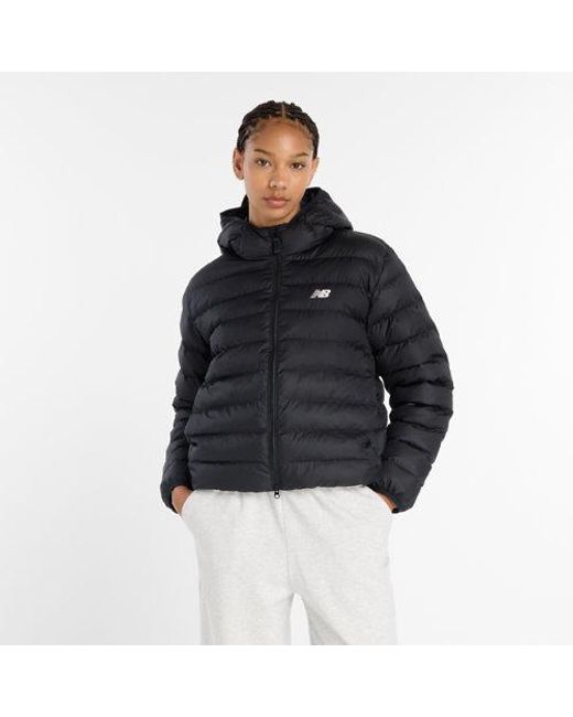 New Balance Black Sport Essentials Hooded Puffer Jacket