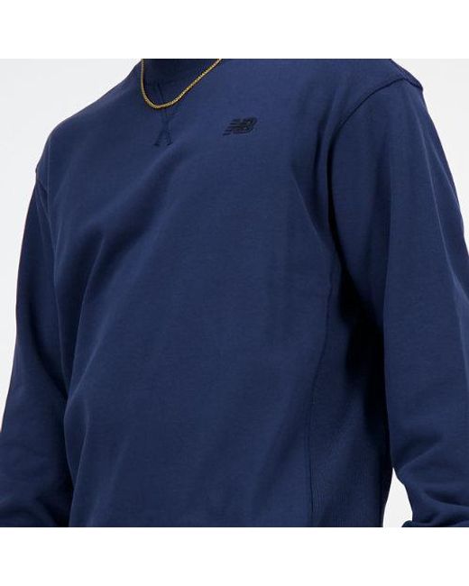 New Balance Athletics French Terry Crew In Blue Cotton for men