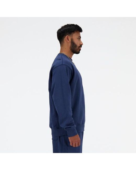 New Balance Athletics French Terry Crew In Blue Cotton for men