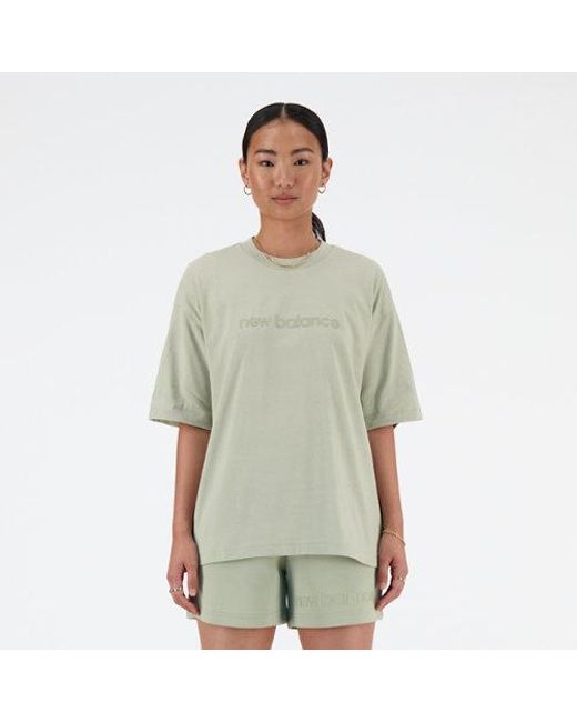 Femme Hyper Density Jersey Oversized T-Shirt En, Cotton Jersey, Taille New Balance en coloris Green