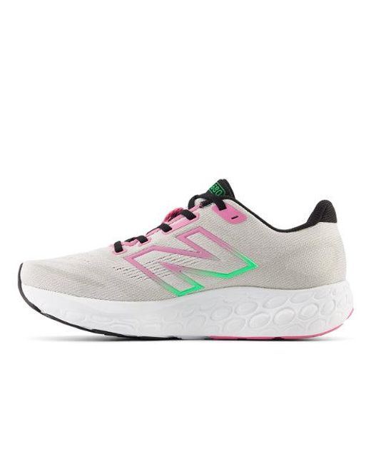 New Balance White Fresh Foam 680 V8 In Grey/black/pink/green Textile