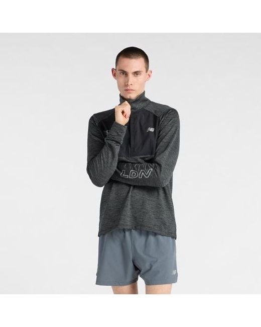 New Balance Black London Edition Rc Essential Heat Grid Half Zip Ldn for men