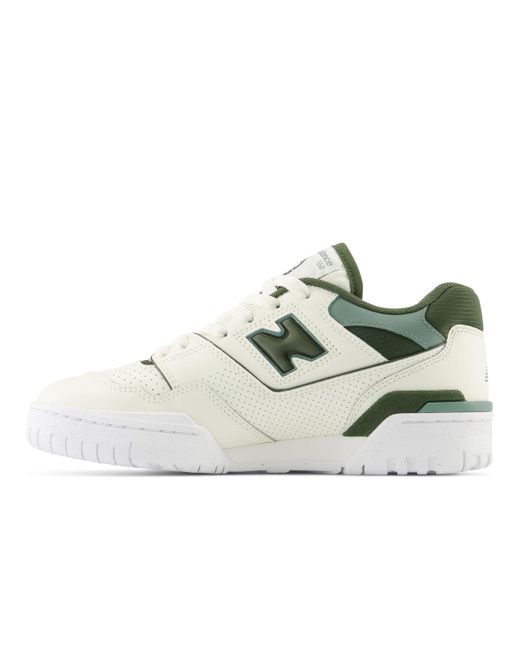 New Balance White 550 In Beige/green Leather