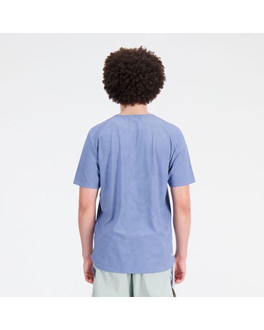New Balance Blue Q Speed Jacquard Short Sleeve In Poly Knit for men