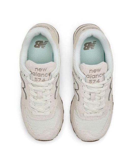 Femme 574 En, Suède/Mesh, Taille New Balance en coloris White