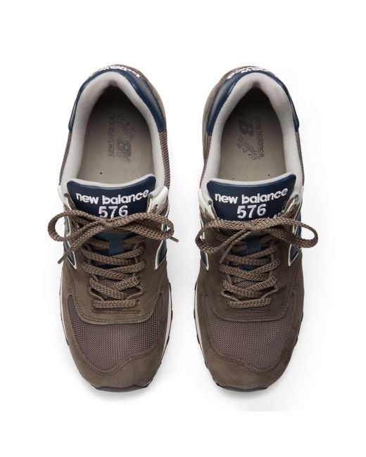 New Balance Gray Made In Uk 576 In Brown/blue/grey Suede/mesh