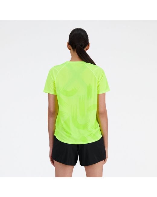New Balance London Edition Printed Nb Athletics Short Sleeve In Green Poly Knit