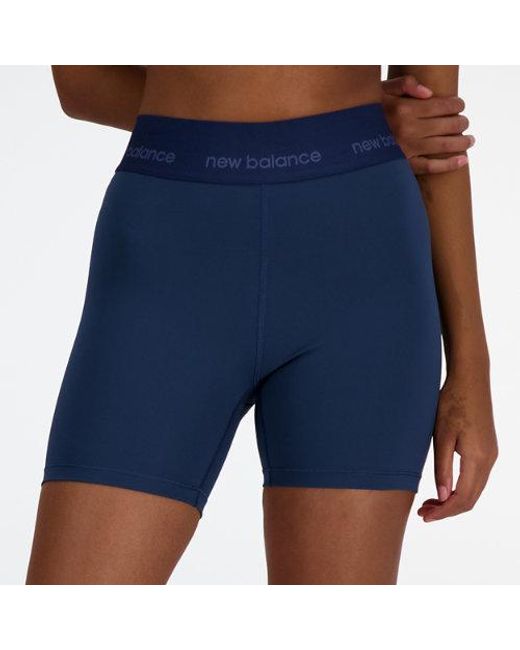 Femme Nb Sleek High Rise Sport Short 5&Quot; En, Poly Knit, Taille New Balance en coloris Blue