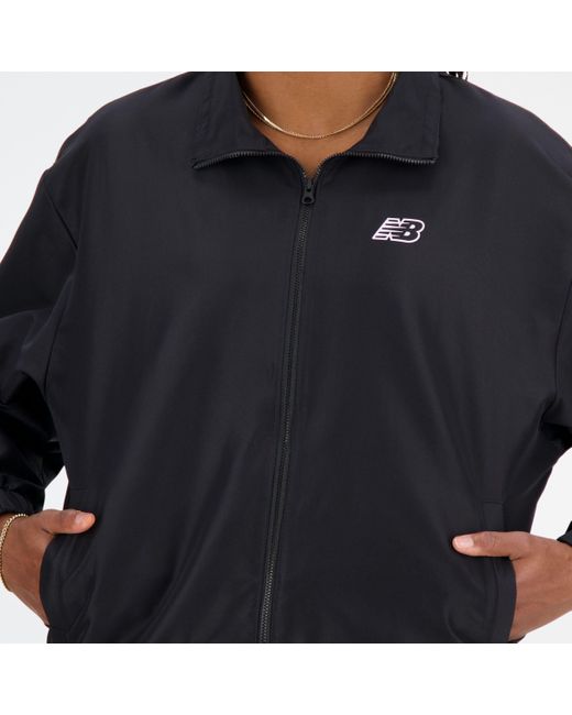 New Balance Blue Sport Woven Jacket In Black Polywoven
