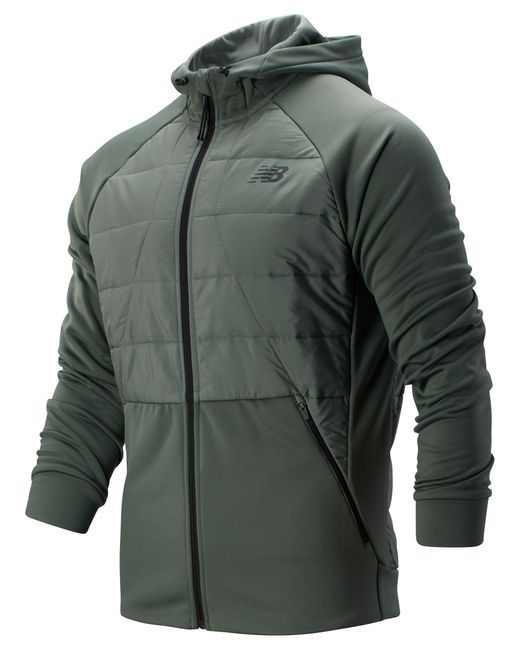 New Balance Fleece Tenacity Hybrid Puffer Jacket in Slate Green (Green