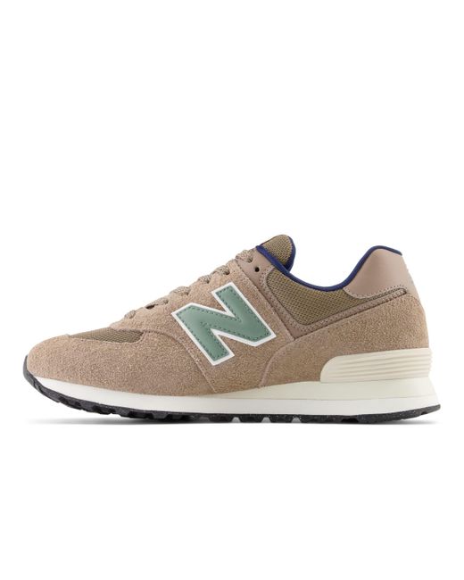 New Balance Gray 574 In Brown/blue Suede/mesh