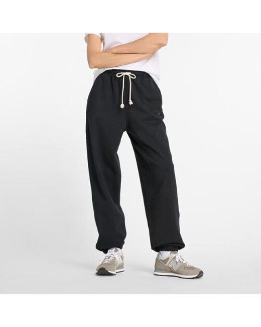 New Balance Black Athletics French Terry Joggers Clothing Lg, Cotton/Terry