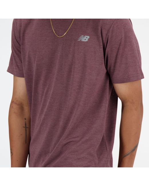 New Balance Red Athletics T-shirt In Brown Poly Knit for men