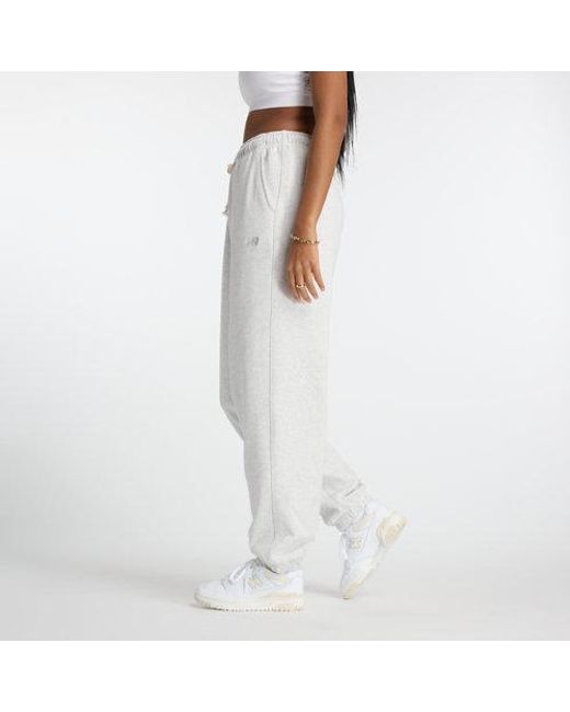 New Balance White Athletics French Terry jogger In Grey Cotton