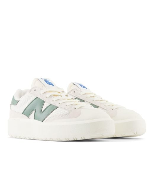 New Balance Ct302 In White/green/blue Suede/mesh