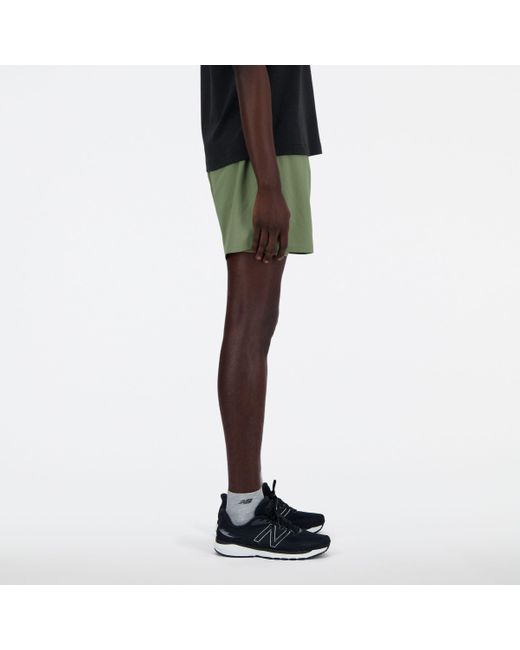 New Balance Black Ac Lined Short 5" In Green Polywoven for men