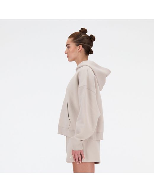 New Balance Natural Linear heritage brushed back fleece hoodie in grau