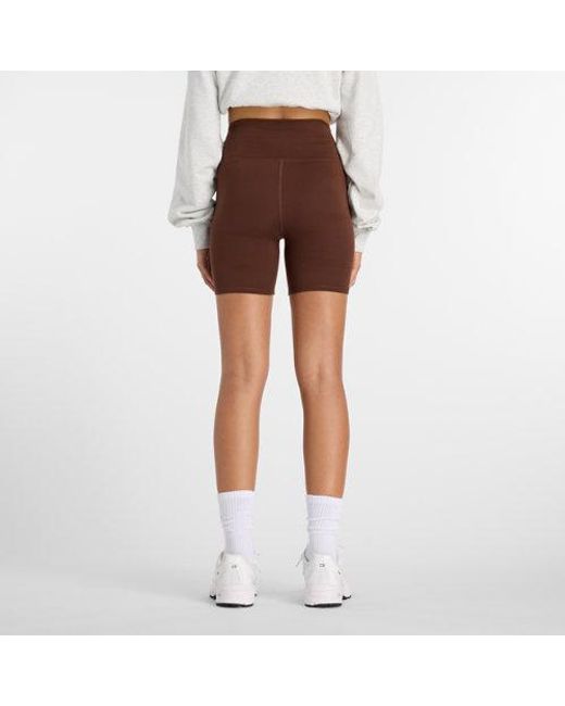 New Balance Brown Nb Harmony High Rise Short 6"