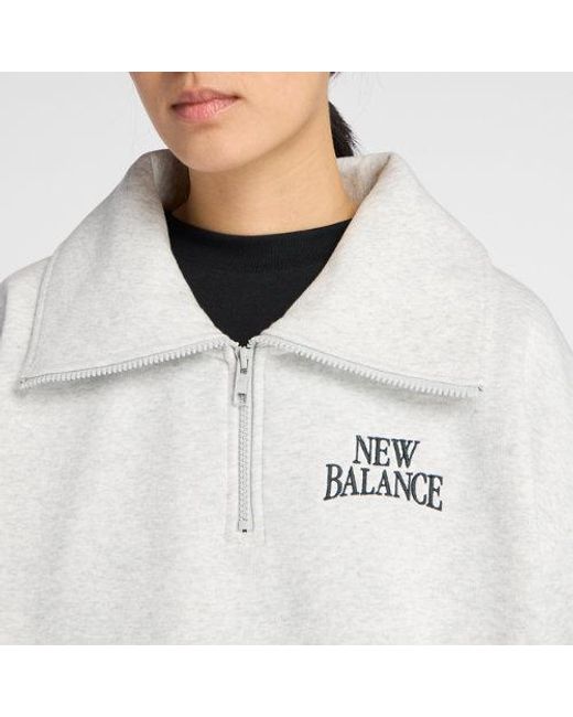 New Balance White Trackside Fleece Half Zip