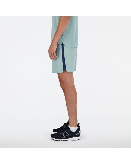 New Balance Blue Tournament Short In Green Polywoven for men