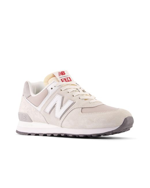 New Balance 574 In White Suede/mesh