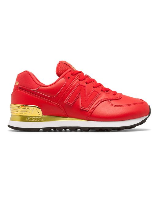 New Balance 574 Gold Dip in Red | Lyst