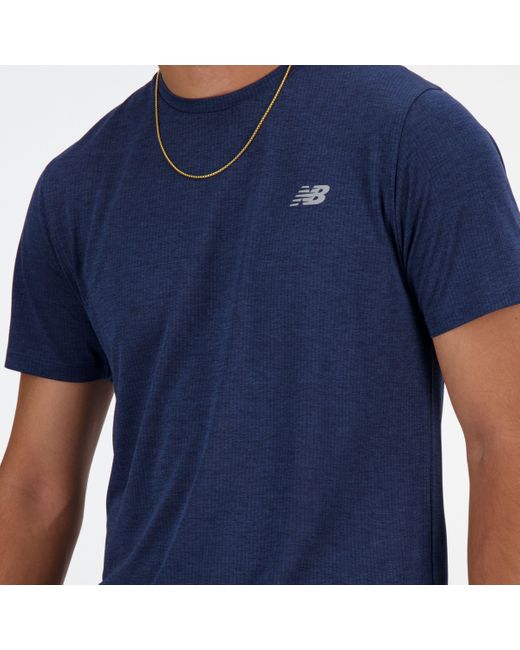 New Balance Athletics T-shirt In Navy Blue Poly Knit for men
