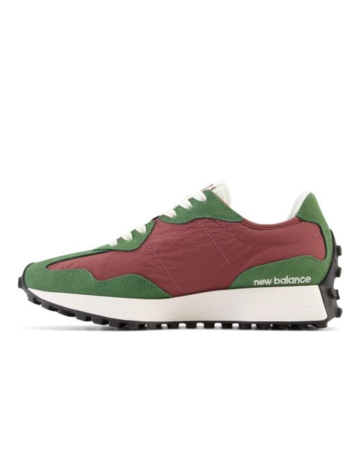 New Balance 327 In Green/red Suede/mesh