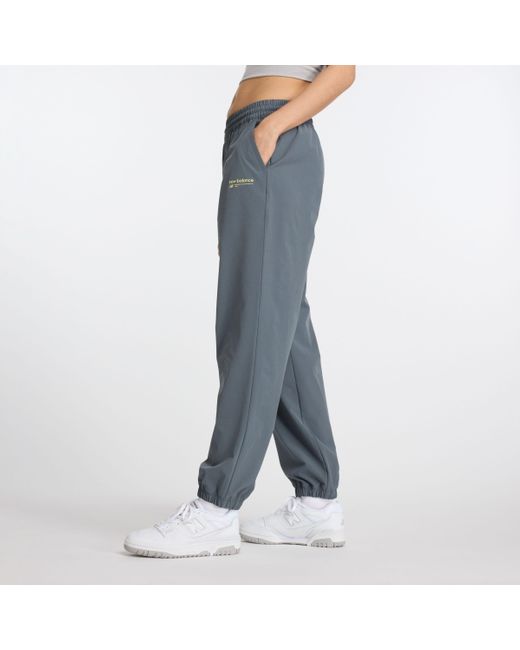 New Balance Blue Athletics Stretch Woven jogger In Grey Poly Knit