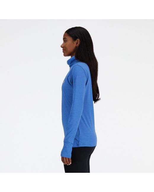 New Balance Sport Essentials Space Dye Quarter Zip In Blue Poly Knit