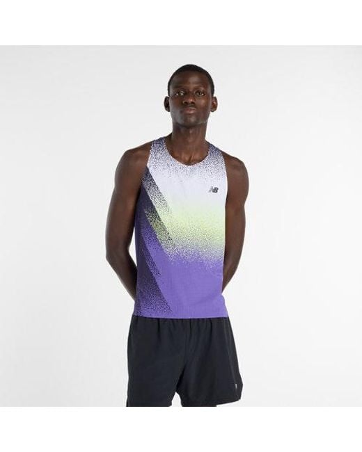 New Balance Purple Race Day Ultra Light Printed Singlet for men