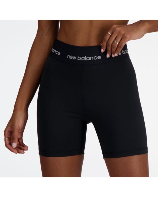 New Balance Nb Sleek High Rise Sport Short 5" In Black Poly Knit