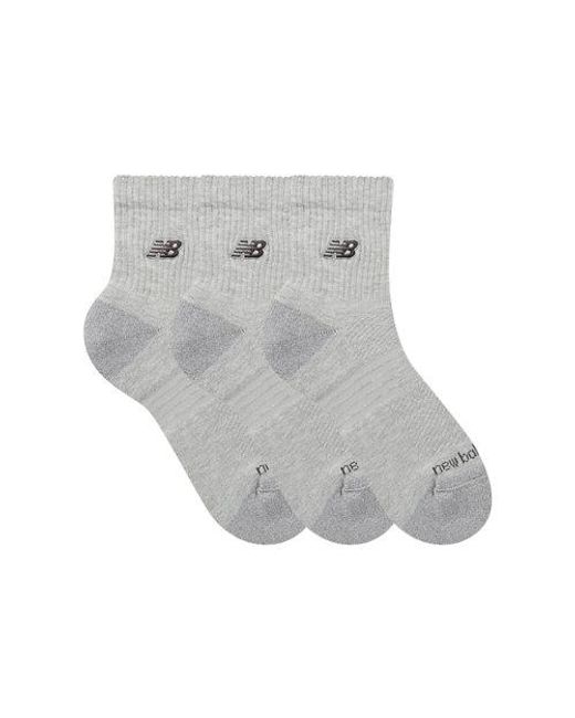 New Balance Gray Active Premium Qtr 3 Pack Socks 3 Pack
