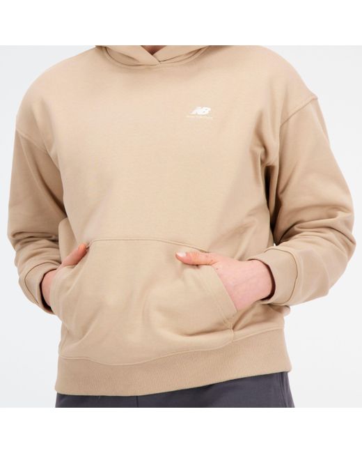 New Balance Natural Sport Essentials Premium Fleece Hoodie In Brown Cotton Fleece