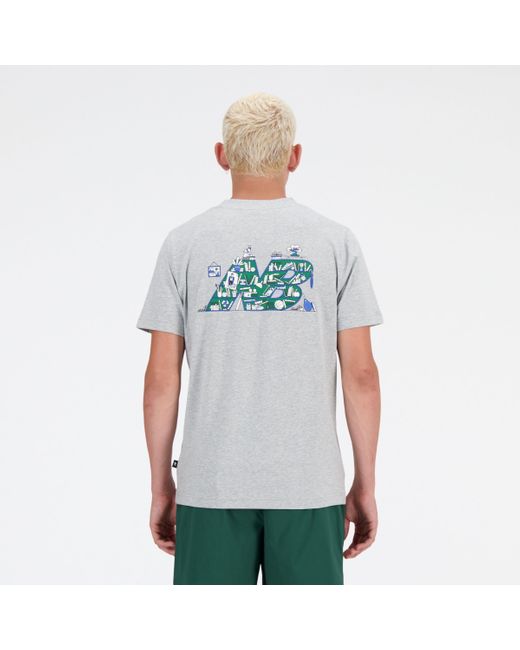 Sport essentials bookshelf t-shirt in grigio di New Balance in White da Uomo