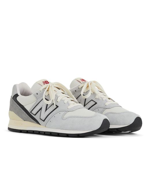 New Balance White Made In Usa 996 In Grey/black Leather