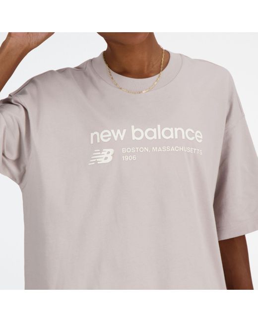 New Balance Multicolor Linear Heritage Jersey Oversized T-shirt In Grey Cotton Jersey