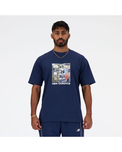 New Balance Blue Hoops Graphic T-shirt for men