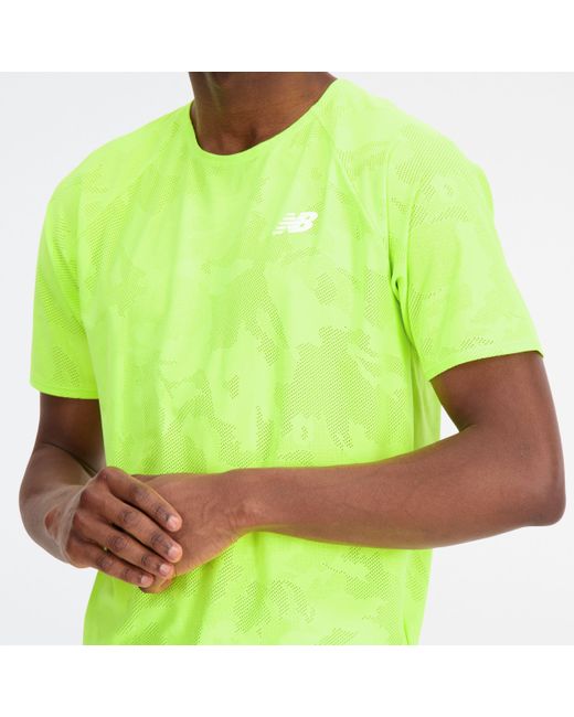 New Balance Q Speed Jacquard Short Sleeve In Light Green Poly Knit for men