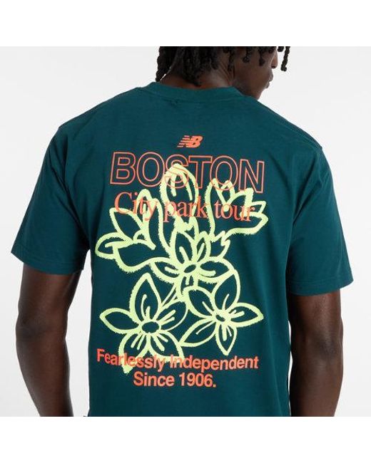 New Balance Green Boston City Run T-Shirt for men