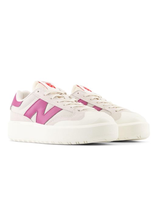 New Balance Pink Ct302 In Beige/red Suede/mesh