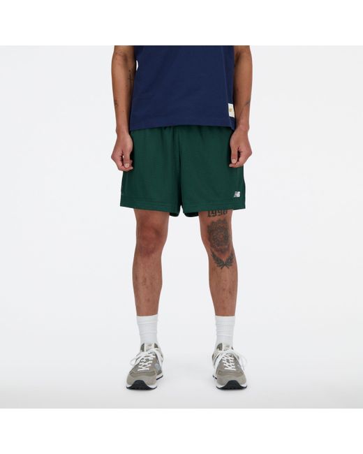 New Balance Green Sport Essentials Mesh Short 5" for men