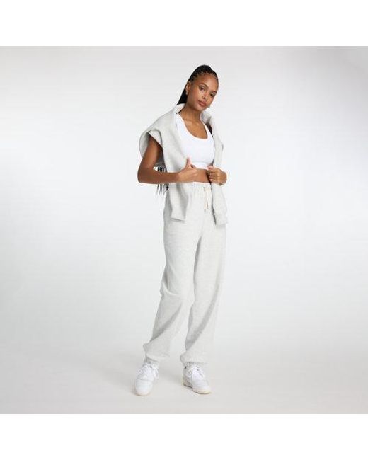 New Balance White Athletics French Terry jogger In Grey Cotton