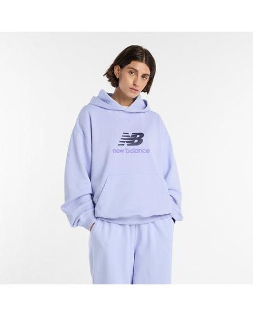 New Balance Blue Athletics French Terry Logo Hoodie