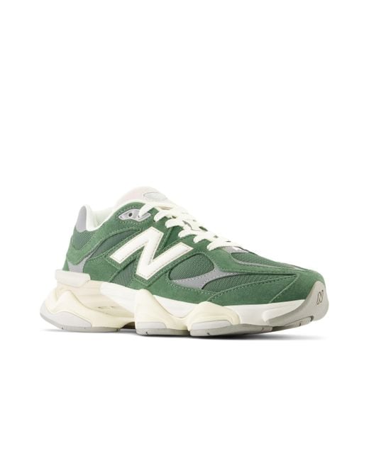 New Balance 9060 In Green/grey/beige Leather
