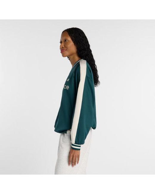 New Balance Green Satin Woven Pullover